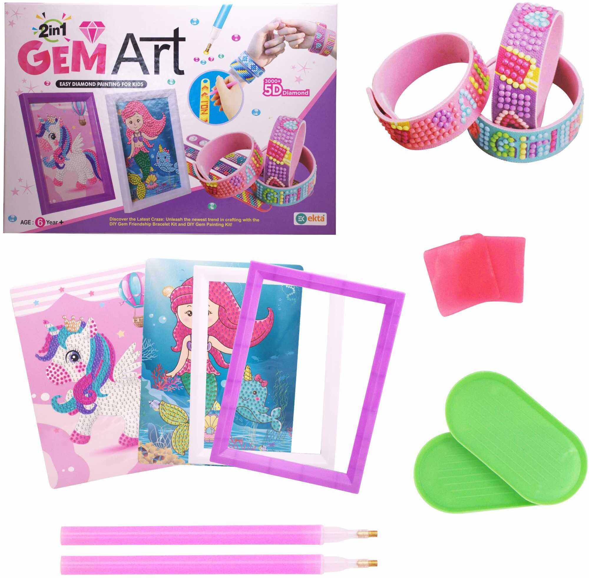 ekta 2-in-1 Gem Art Craft Kit, DIY Diamond Painting & Friendship Bracelet Making Set-picture-32