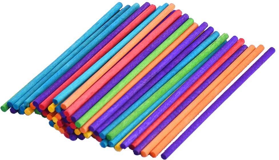 rudra Round Wooden Craft Sticks Mixed Color Dowel Rods for DIY Model Making 100 Pcs-picture-8