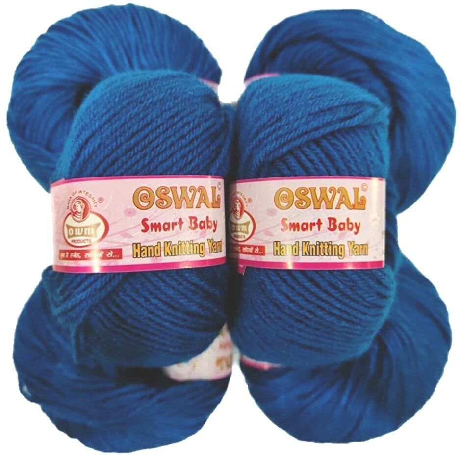 Smart Baby Wool Hand Knitting Soft Fingering Crochet Hook Colour 6pcs (150gms) 25gm Each Ball Shade no.38 Dark Blue-image-24
