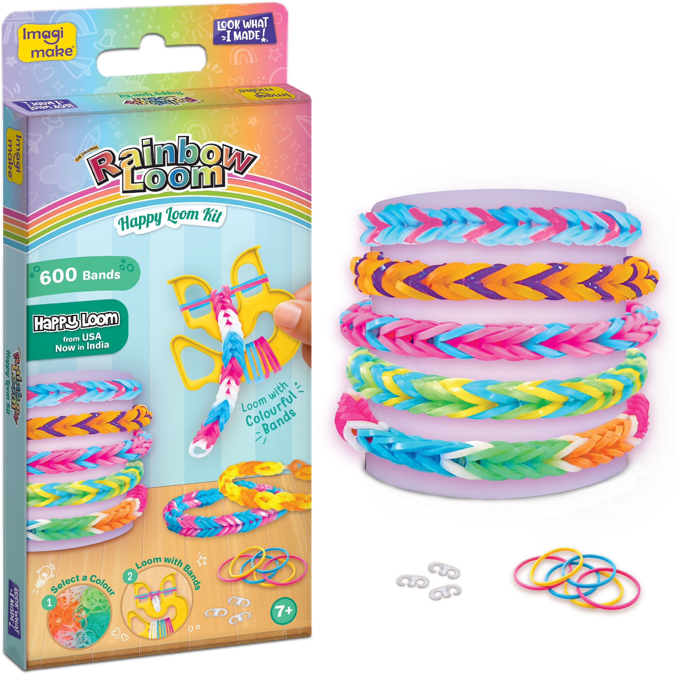 imagimake Rainbow Loom - Happy Loom Kit | Bracelet Making kit with 600+ Colourful Bands-picture-1