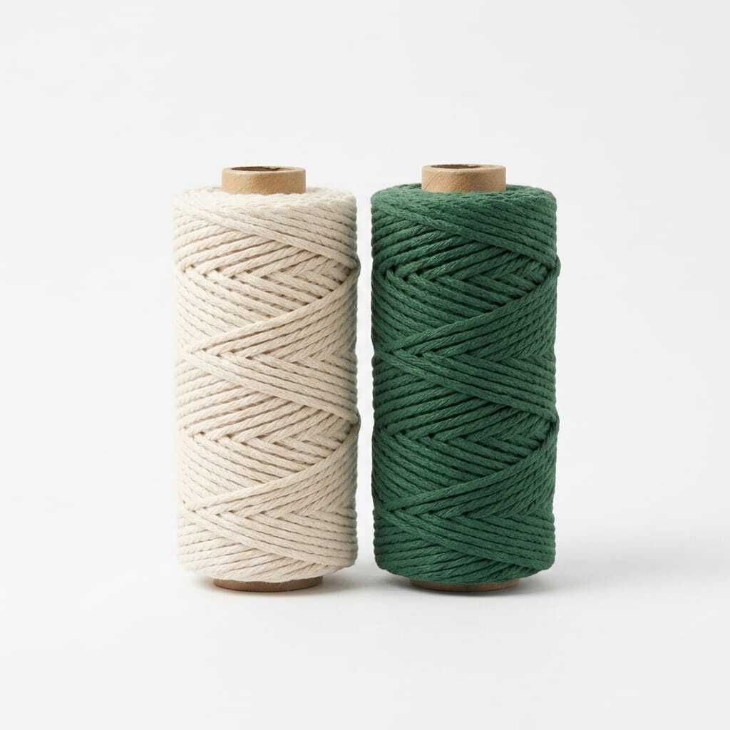 PREMIUM 3PLY 3MM 10MTR EACH MACRAME THREAD FOR CRAFTING WHITE,FOREST GREEN-image-0