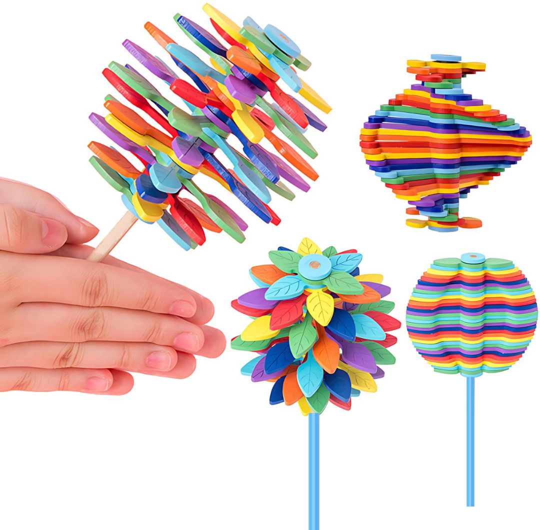Colorful Magic Flower Rotating Toy Stick for Kids Creative Spinning Fidget Stick-image-46