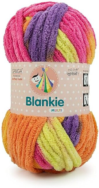 kb star Ganga Blankie Super Soft Multicolor 2 Balls - 100Gm Each. Shade No - Blm011 image 1