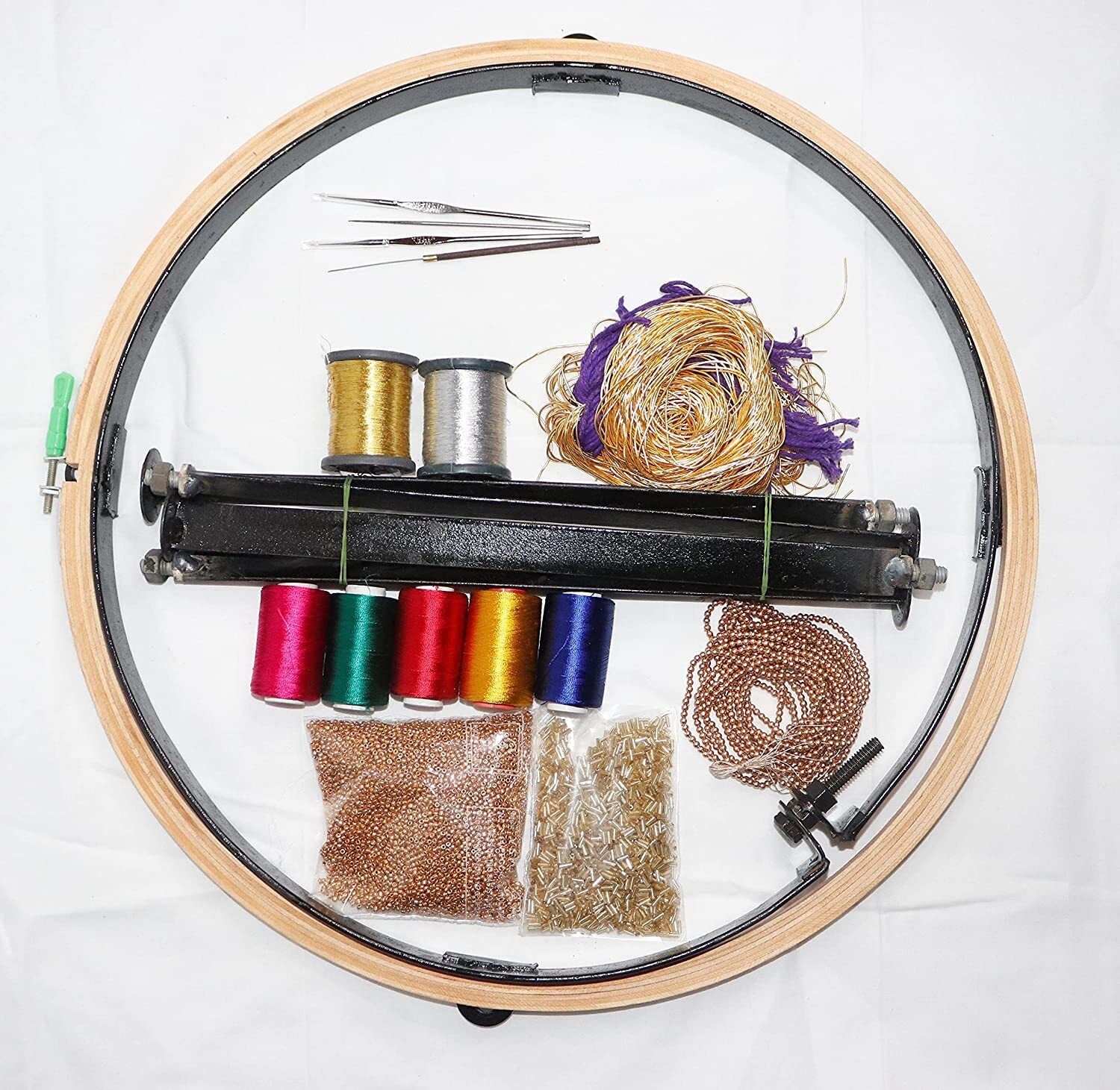 vahvaa 18" Wooden Stand Hoop with 15Items Embroidery Materials Kit (Beginners Kit)-picture-24