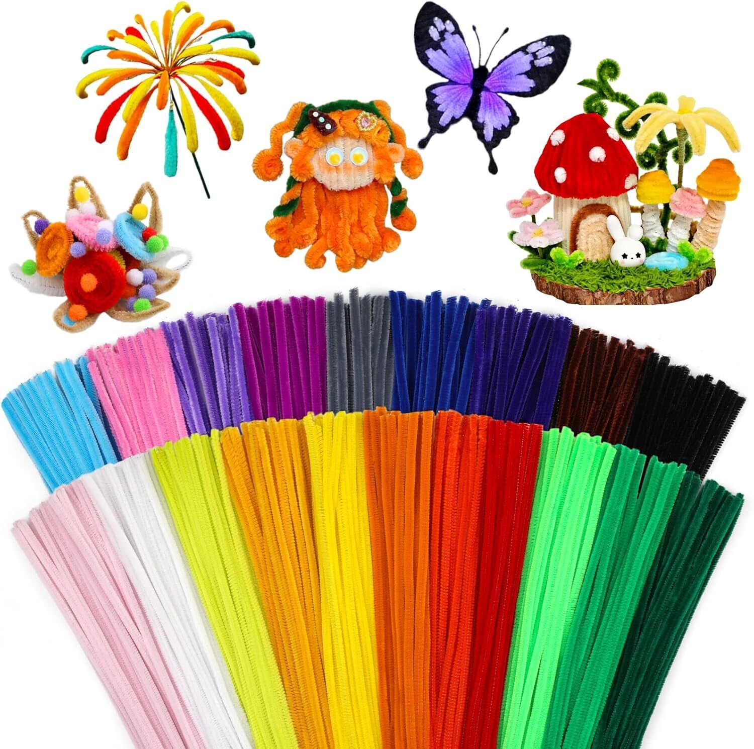 flywind 200Pcs Pipe Cleaners Chenille Stem Glitter Gold Craft Pipe Cleaners Sticks Pipe-picture-28