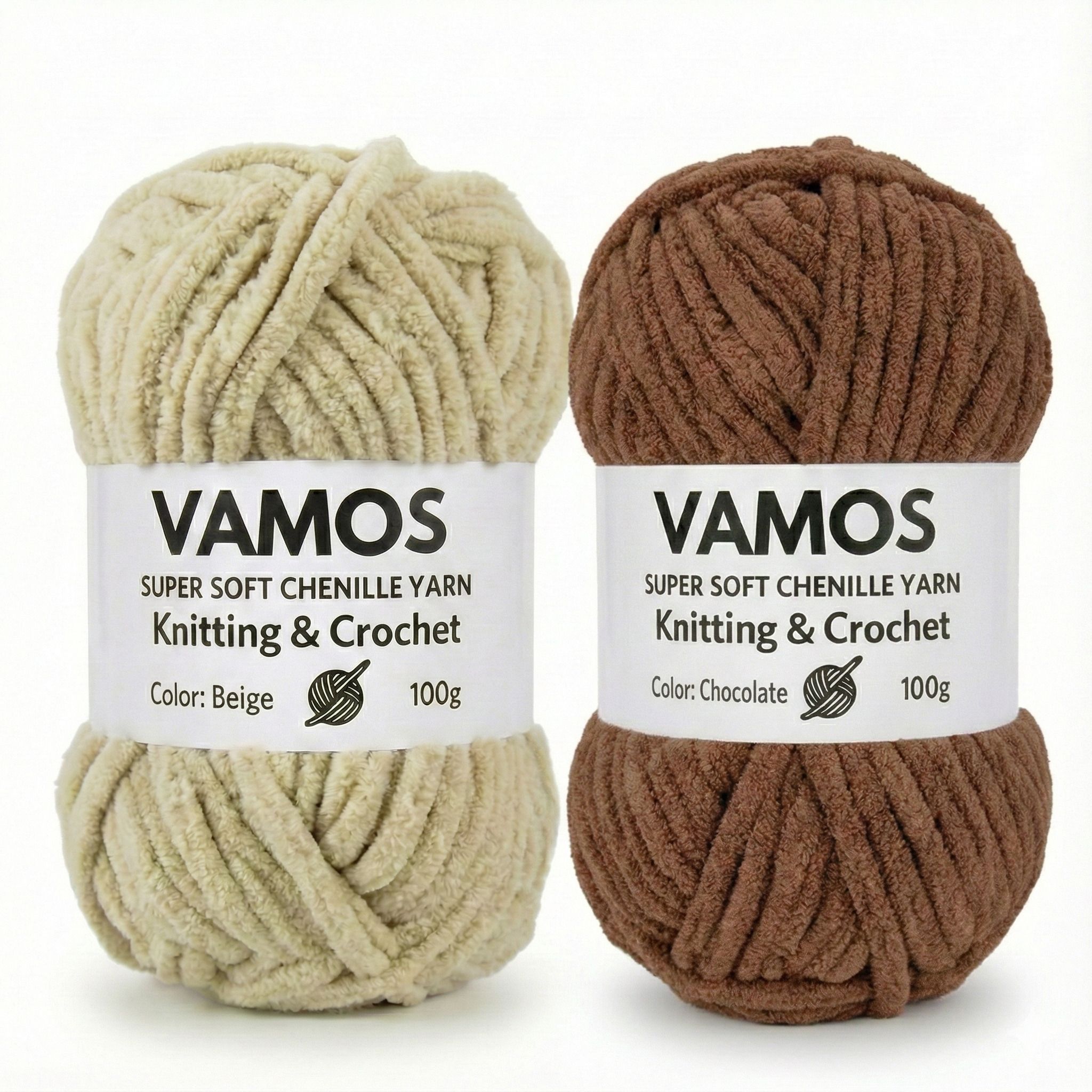 Chenille Yarn Set of 2 (100g Each) Plush Bulky Yarn Combo for Crochet & Knitting-image-5