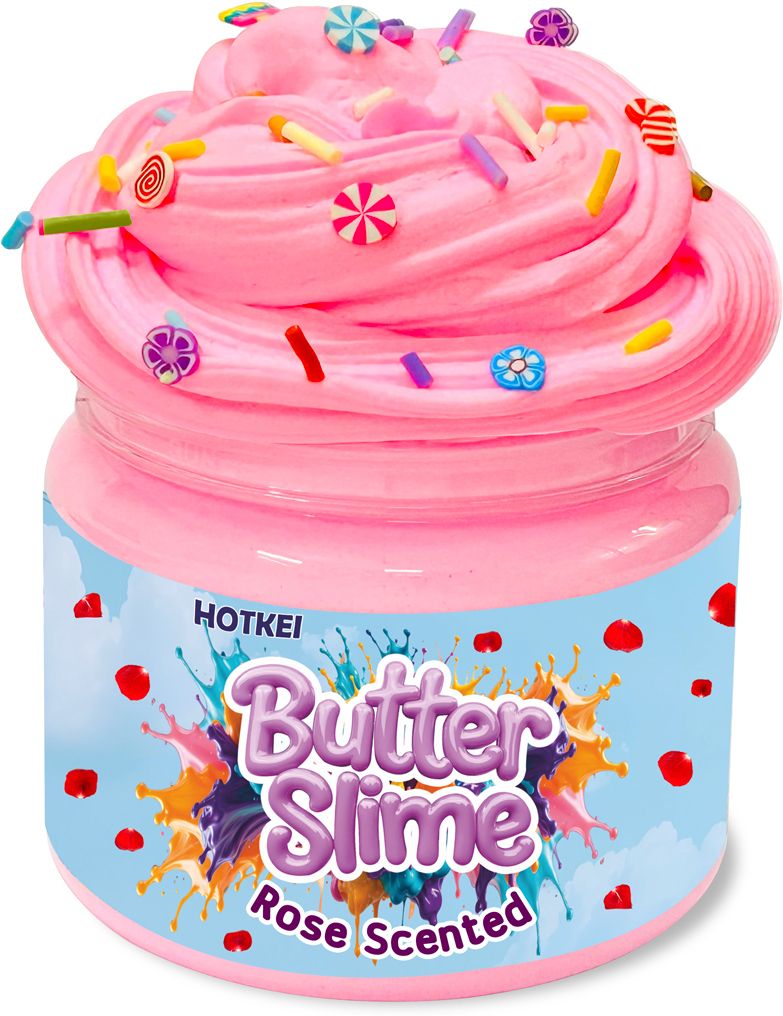 hotkei Pink Fluffy Soft Scented Butter Slime Toys for Kids Girls with Rainbow Sprinkles-picture-11