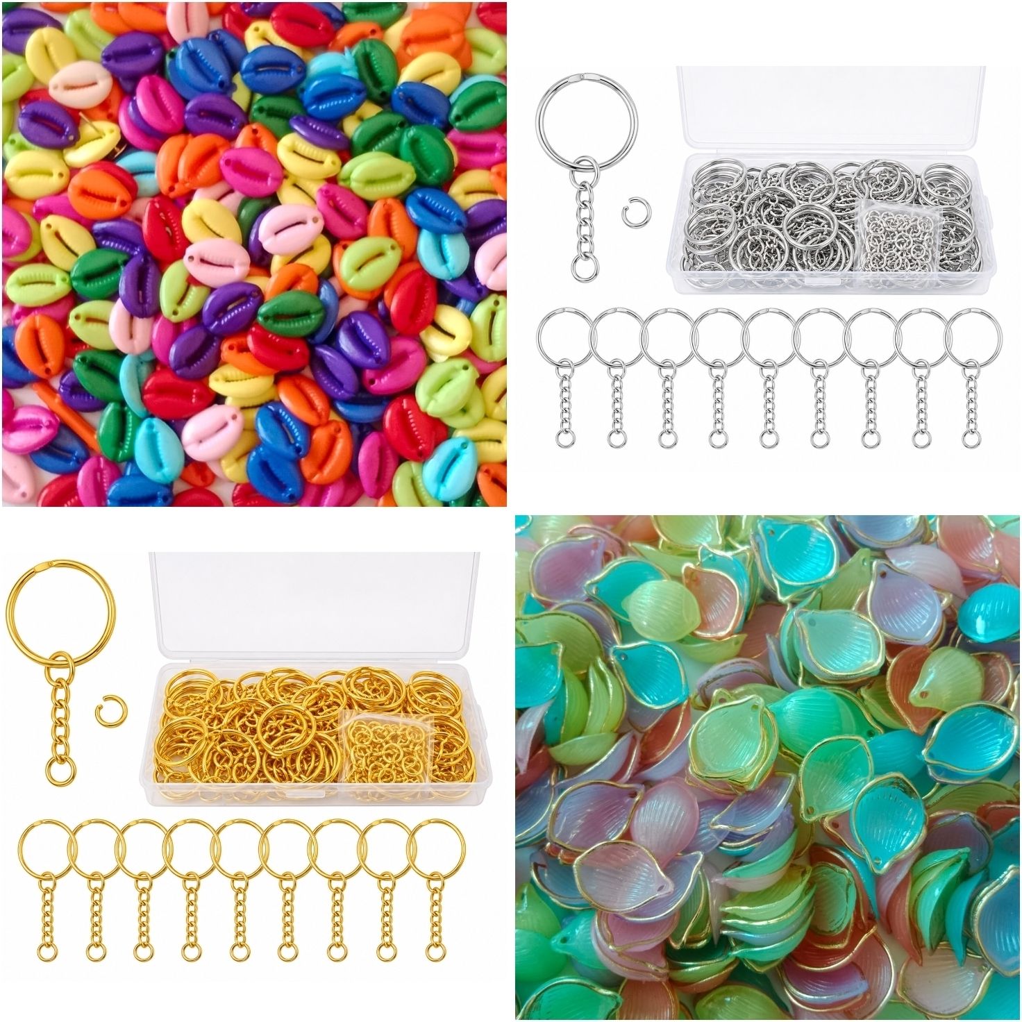 nextgen bazar NextGen_Bazar Sil-Gold Keyring (10 pcs),Jumpring and Multi 2 types Beads(20 pcs)-picture-12
