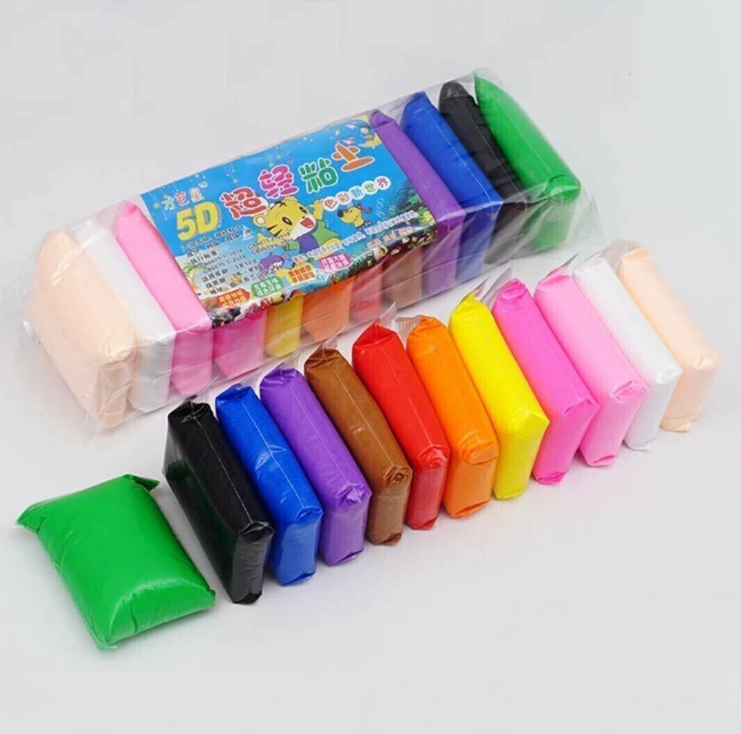 rudra Air Dry DIY Ultra Light Modelling Bouncing Different Color Clay with Tools Set for Kids (Pack of 12 pcs) image 1