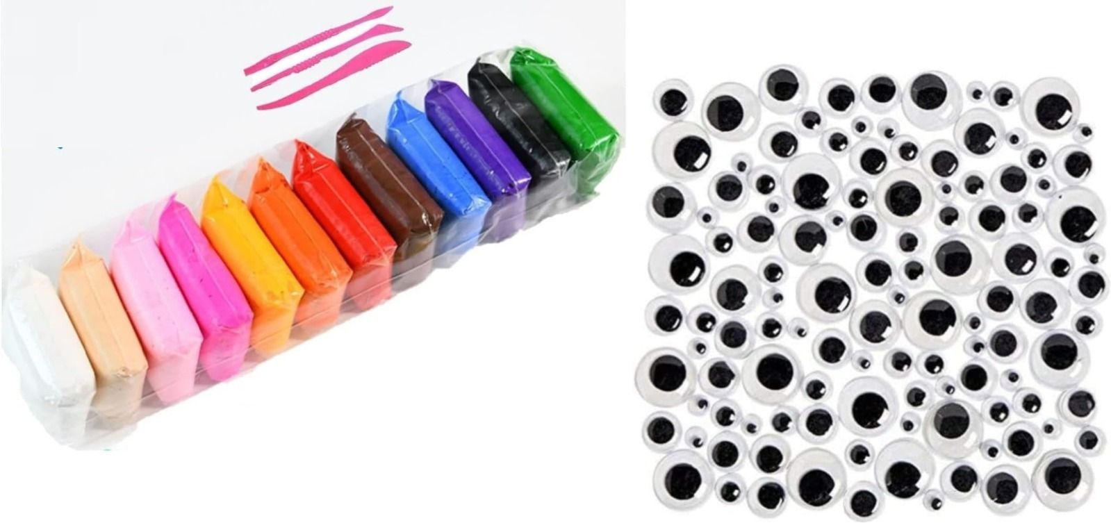 yooko 12 Color Air Dry Clay with 200 Googly Eyes Combo Pack-picture-12