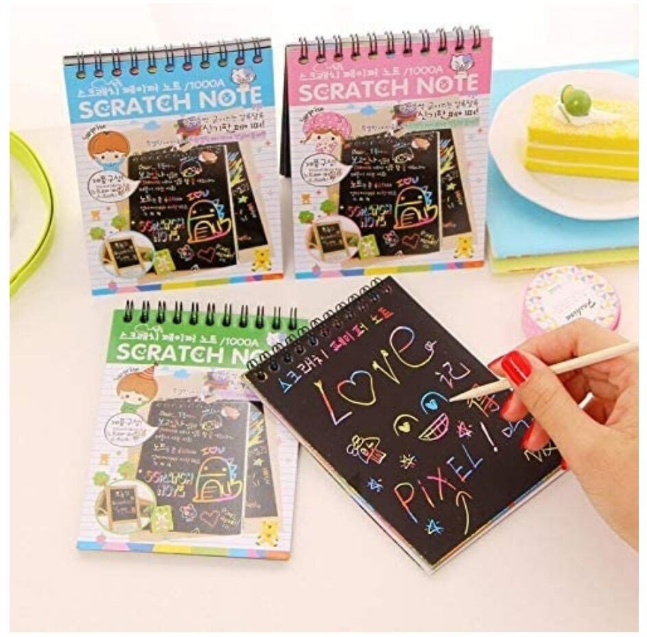 barbarik A5 Size Small Rainbow Scratch (10 Pages each) Paper Notes for Kids (Pack of 3) image 1