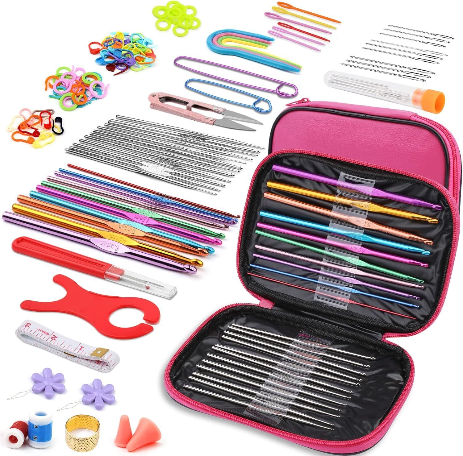 gemsy 110 PCS Crochet Hook Set & Knitting Needles Kit, Complete Crochet & Knitting Set-picture-27