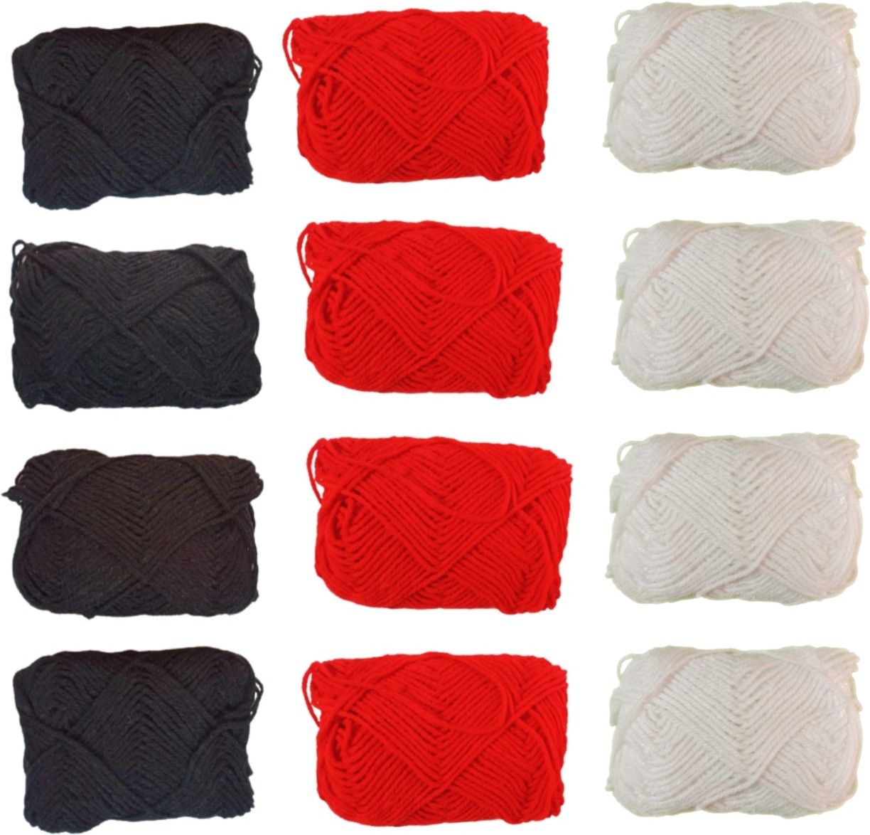 clezaro 12Pcs Best Quality Wool Ball ( 4 Red + 4 Black + 4 white) For Art and Craft-picture-24