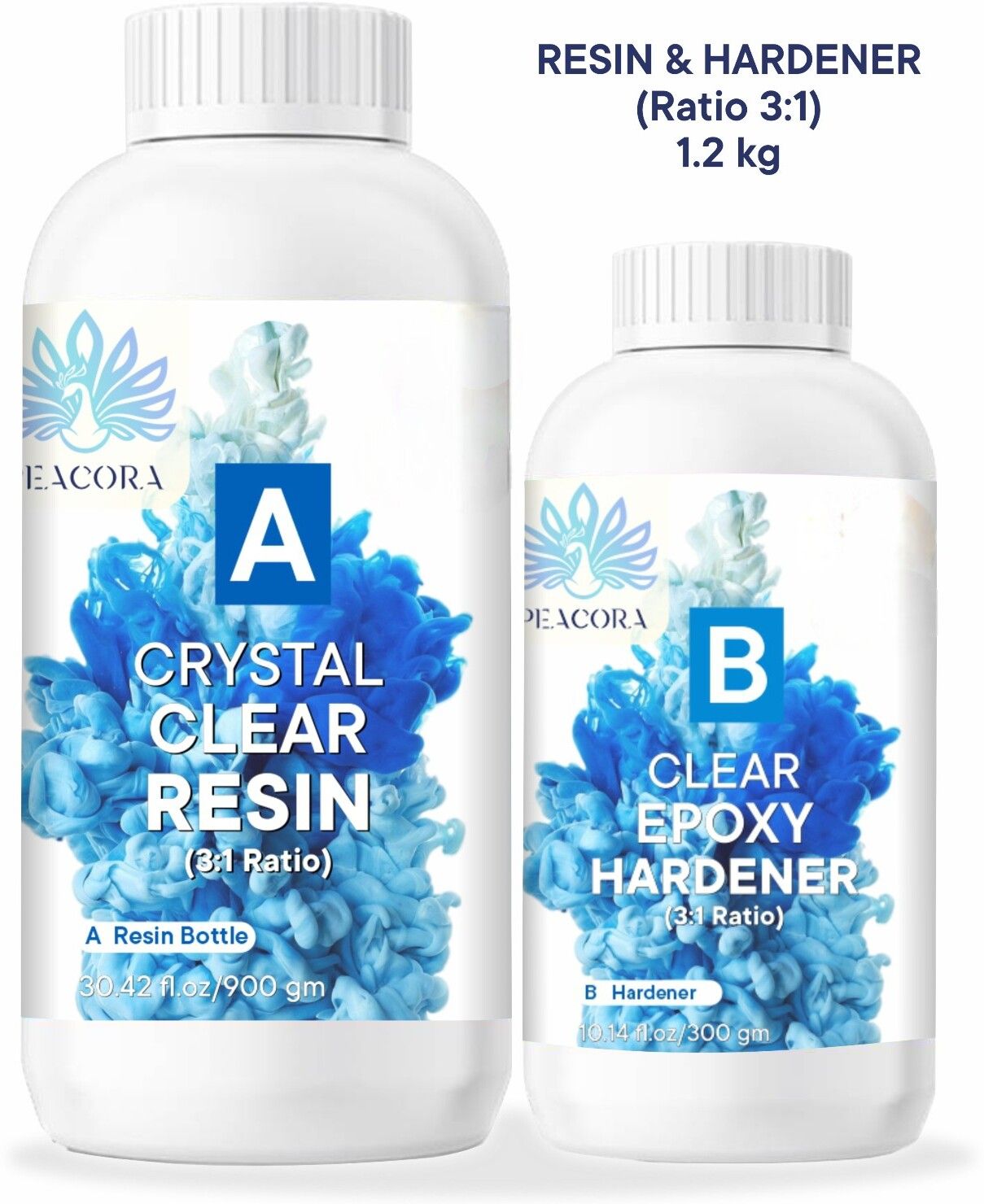 peacora Clear UV-Resistant 1200g High Intensity Premium Epoxy Resin Hardener Art Kit 3:1 Resin Art Medium-picture-28
