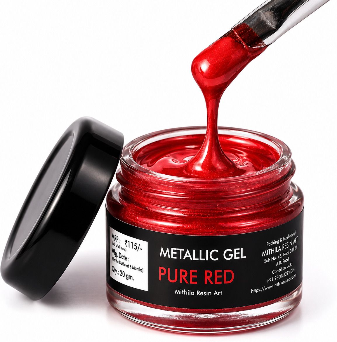 mithila resin art Pure Red Metallic Gel Pigment Paste - 20g Jar-for Epoxy Resin Art Resin Art Medium-picture-32