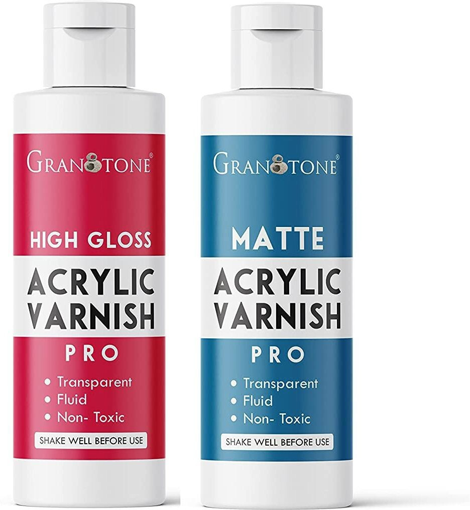 granotone Acrylic Painting Varnish, High Gloss & Matte Finish (100mlX2) Gloss Varnish image 1
