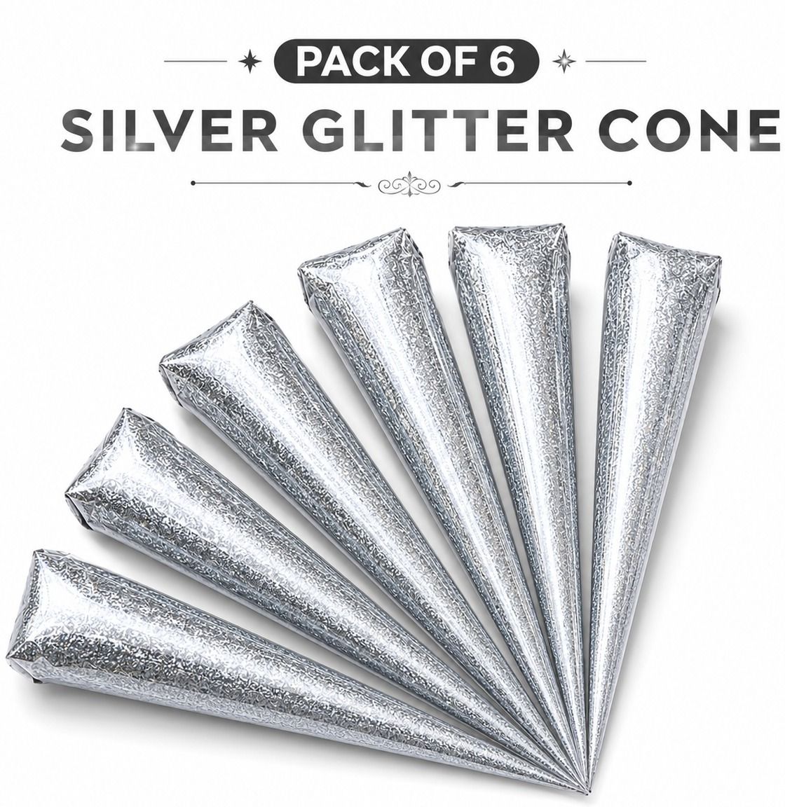 Silver Glitter Glue Cone 6 Pcs | Art & craft-image-9