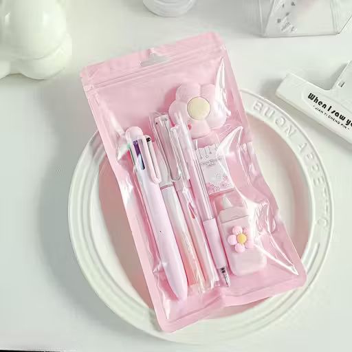 Cute Pink Daisy Stationery Kit for Kids Girls | Pastel School Supplies Set-image-3