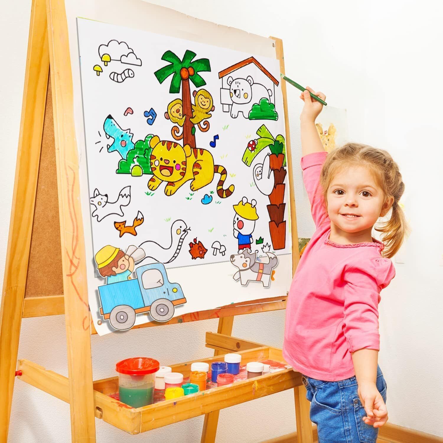 kids reusable drawing roll coloring paper for markers crayons watercolor paint Painting Sponge Roller-image-33