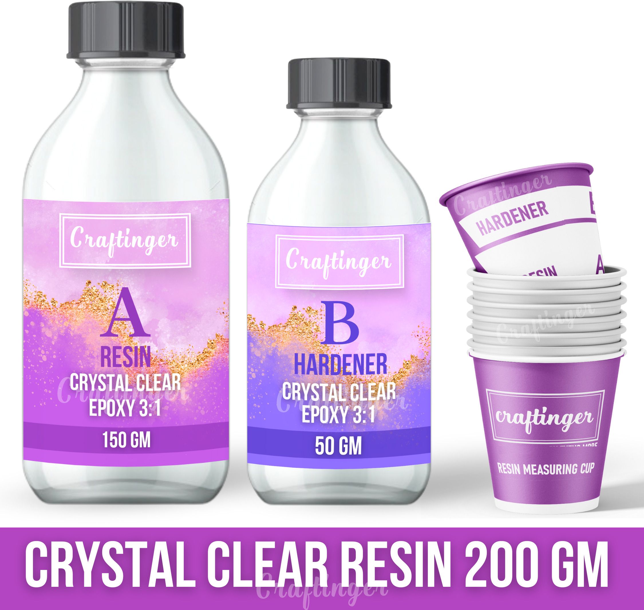 craftinger 200 Gm Crystal Clear Epoxy Resin 3:1 with measuring cup-picture-20