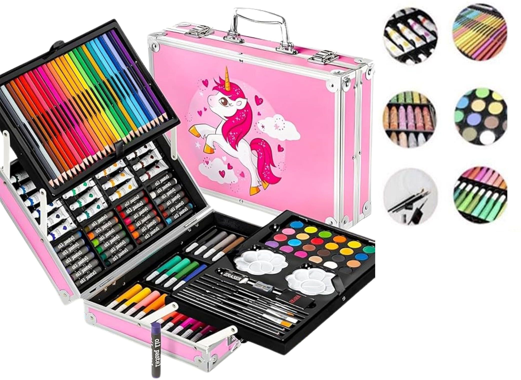 neel Unicorn Art & Craft Painting Box, Coloring Suitcase Multiple 145 Color Kit Set-picture-16
