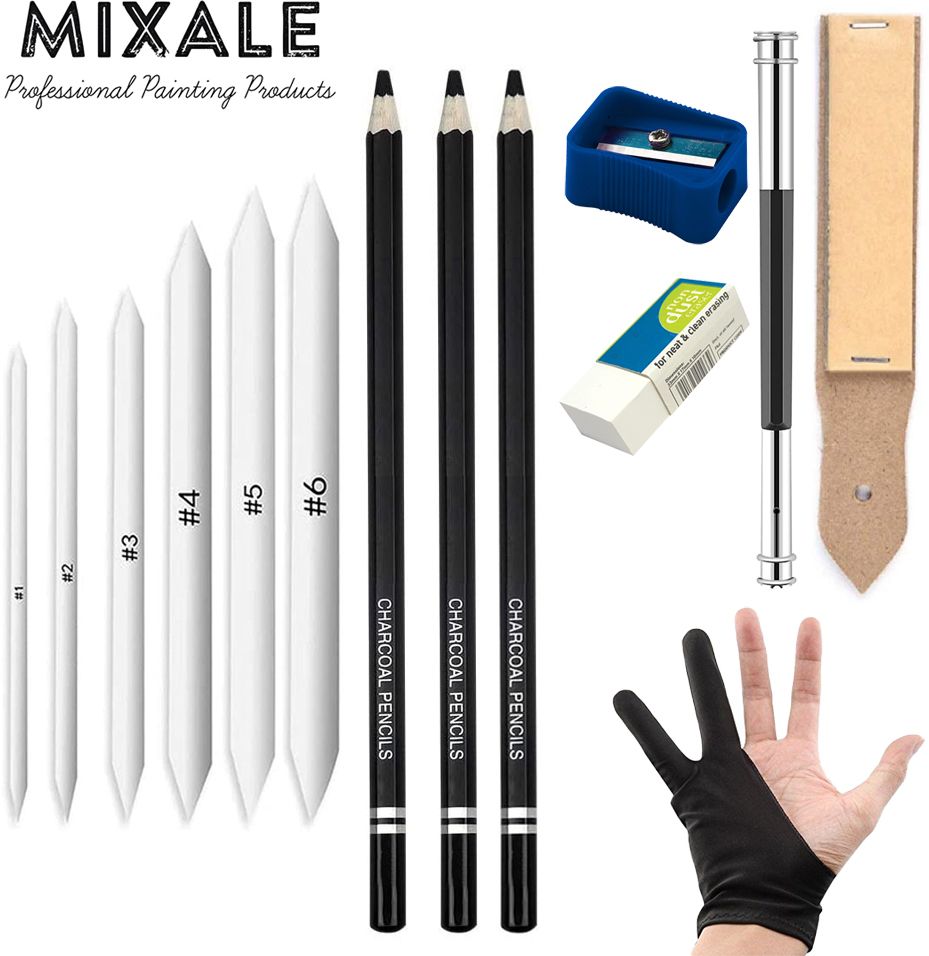 Paper Blending Stump & Artline Drawing Pencil Charcoal Powder A23 Combo Art Kit-image-35