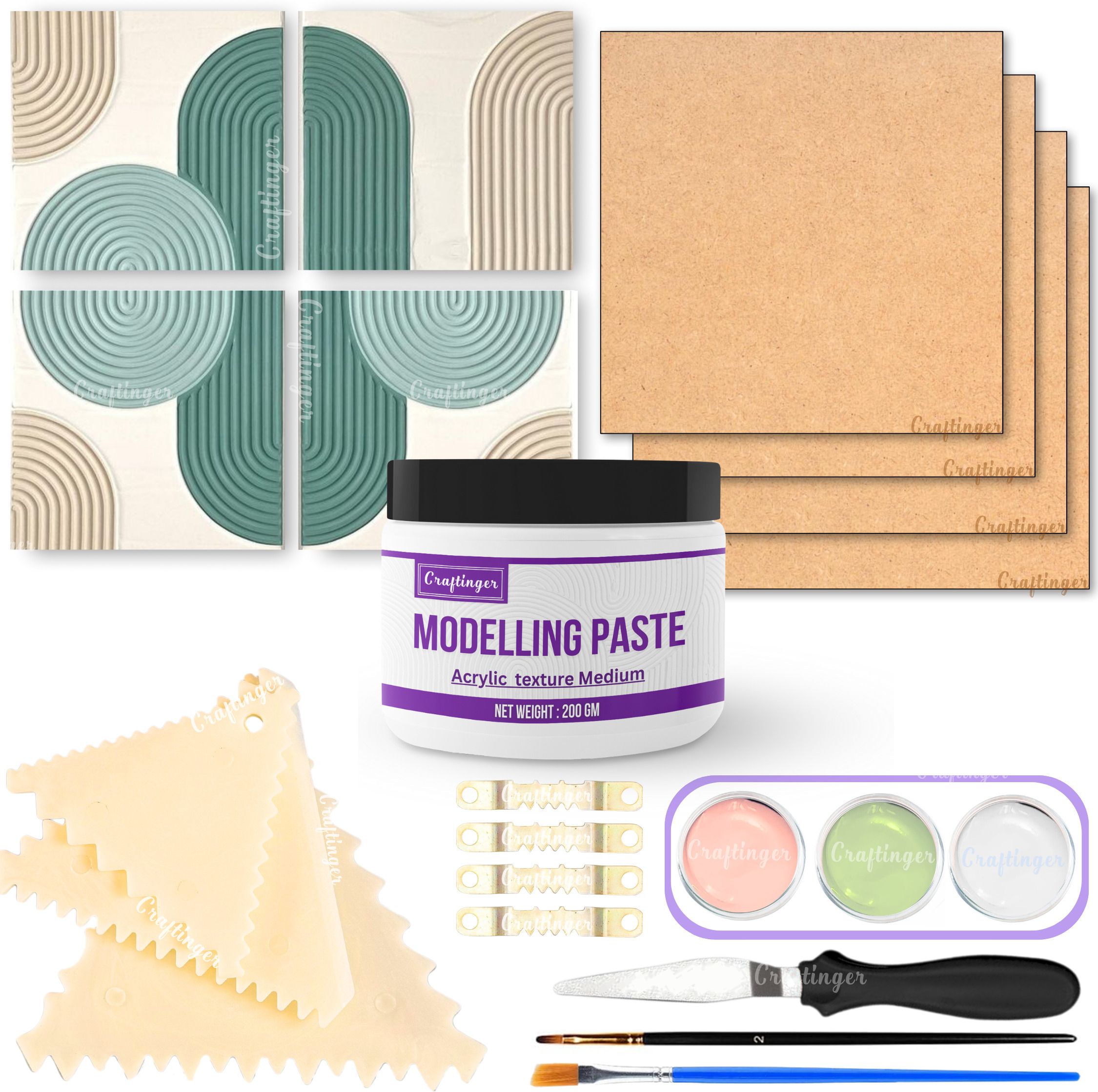 Texture Art Kit - 8" Square MDF Bases (Set of 4), DIY Textured Art-image-41
