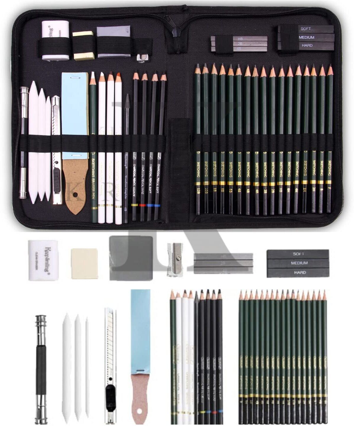 levin 42 Pieces Professional Drawing Pencils and Sketch Kit for Artist-picture-21