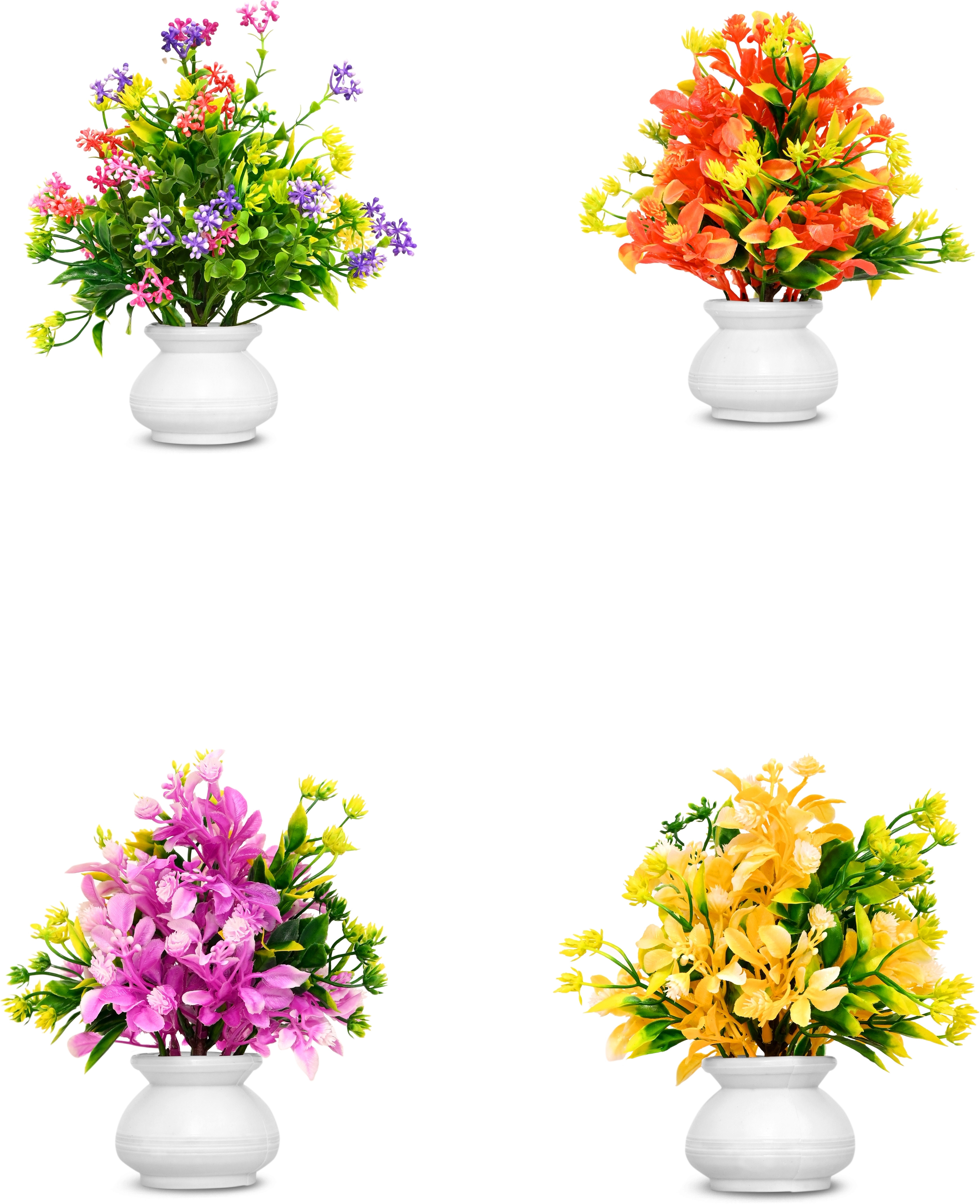 risempire Artificial Plant For Home/Office Table Decoration( Pack of 4) Multicolor Wild Flower Artificial Flower with Pot image 1
