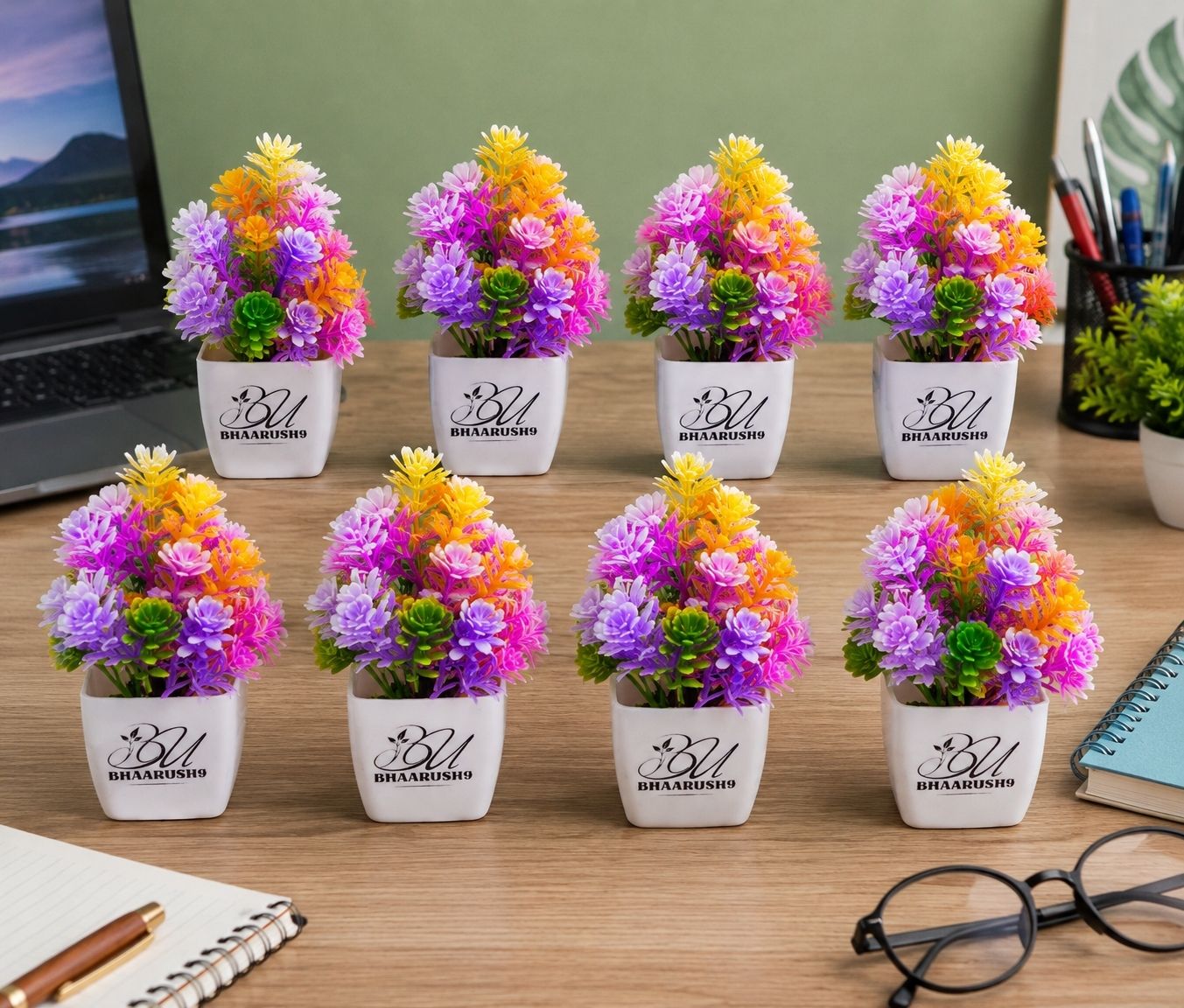 bhaarush9 Mix Multicolor Wild Flower Artificial Flower with Pot-picture-8
