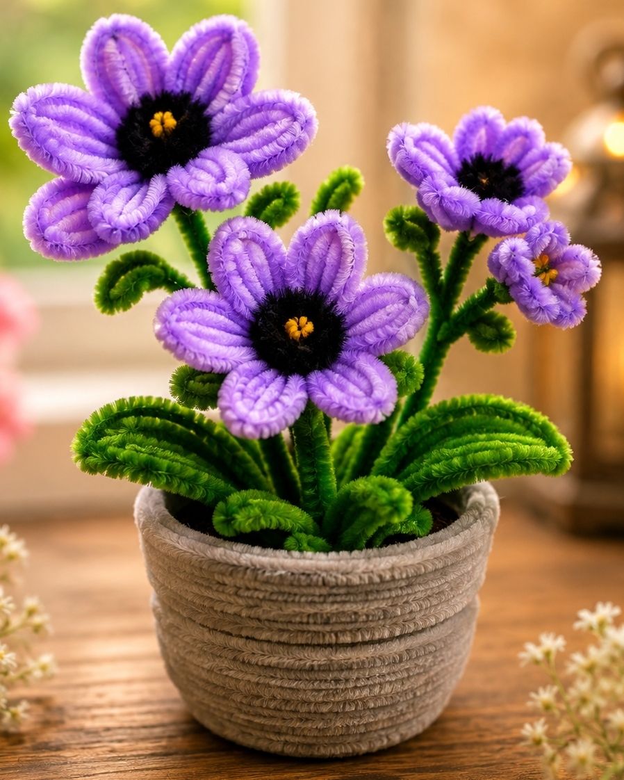 kusumatwist Purple Lavender Artificial Flower with Pot-picture-41