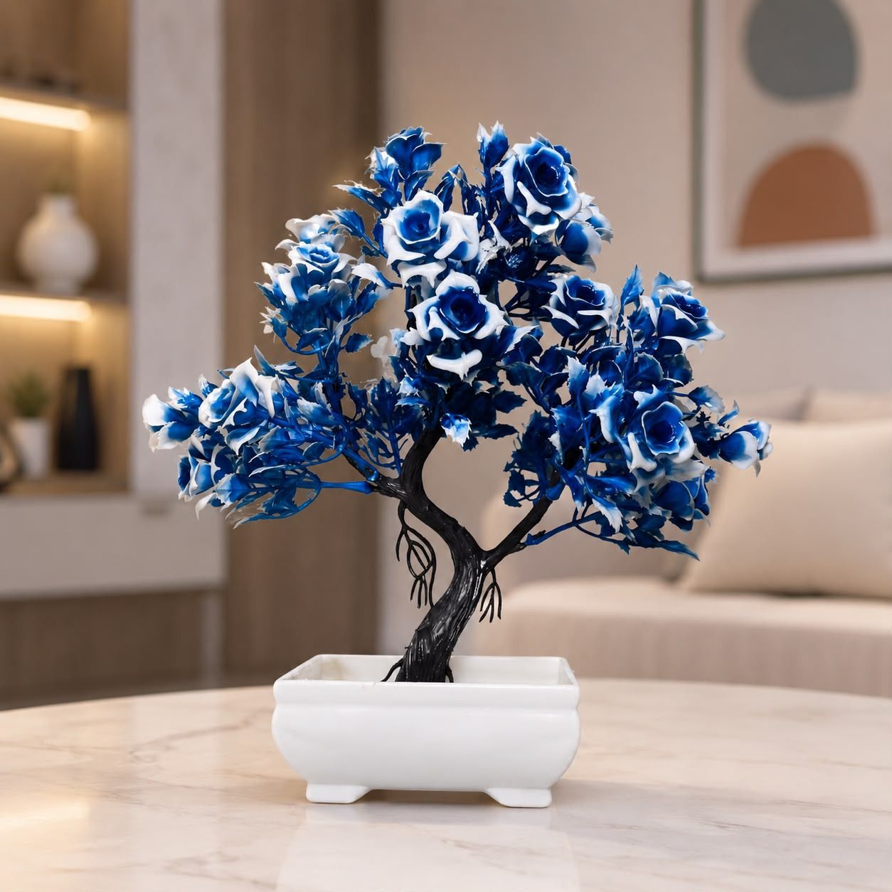 endlesstrader Blue, White Camellia Rose, Rose Artificial Flower with Pot-picture-19