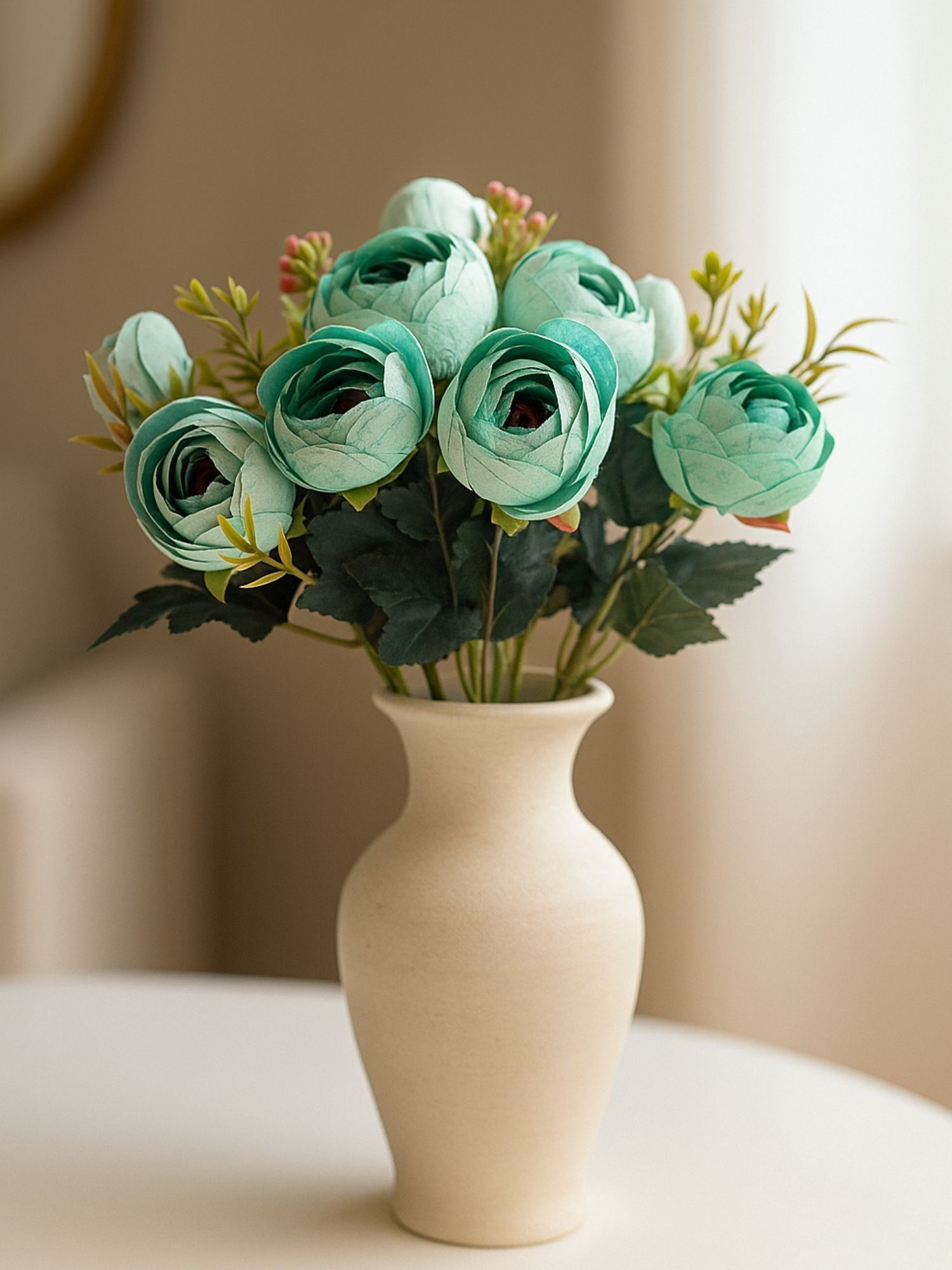 artsy Artificial flowers for home decoration, office décor, DIY craft, for pot filler Green Peony Artificial Flower-picture-13