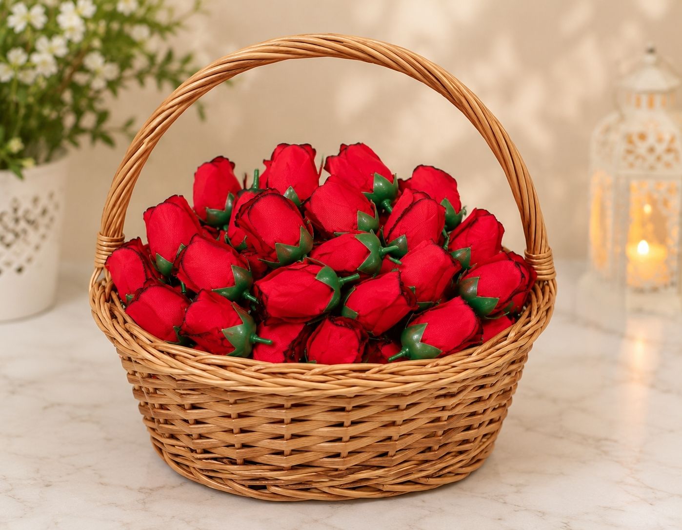 DearRsworld Realistic red velvet rose with black outline pack of 20 Red, Black Rose Artificial Flower-picture-17