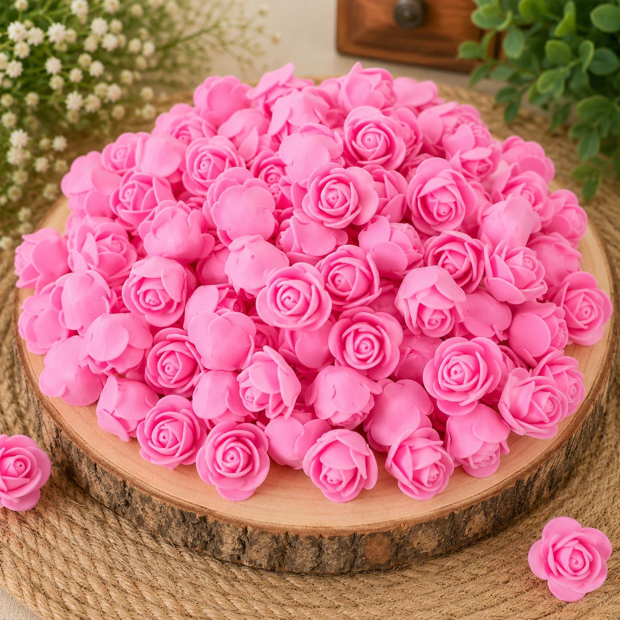 Light Pink Artificial Flowers(100 Pink) Decoration, Craft Foam Flowers Pink Rose Artificial Flower-image-20