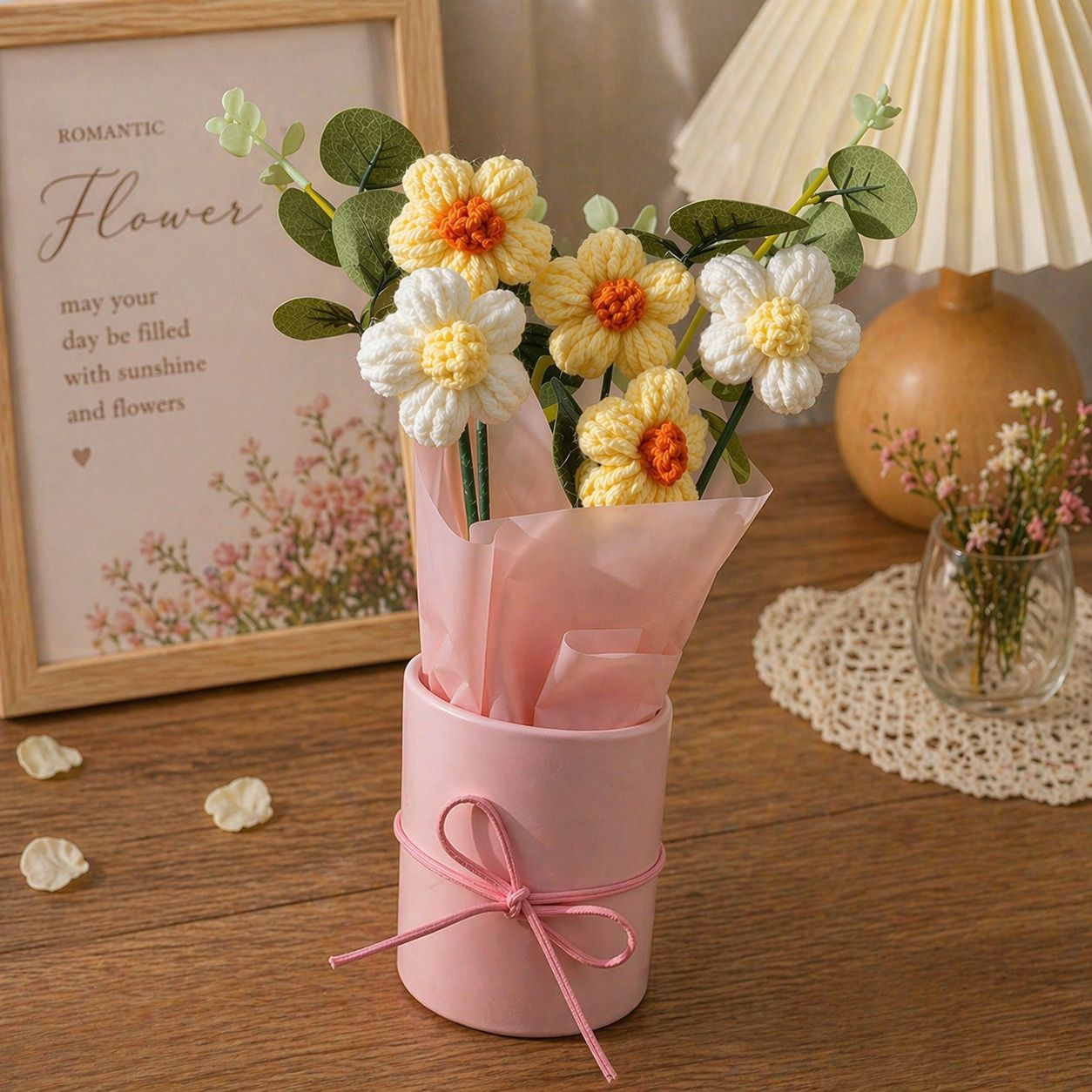 Pastel Artificial Flowers for Decor & Gifting Yellow, White Daisy Artificial Flower with Pot-image-12