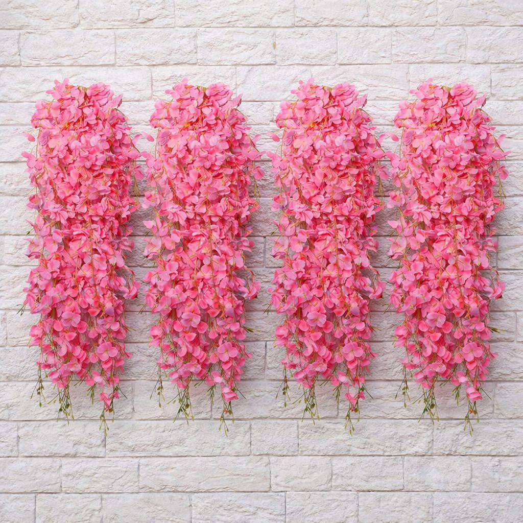 s-biv Set of 4 Pieces pink hanging flower perfect for gate, wall & home décor styling Pink Callalily Artificial Flower-picture-14