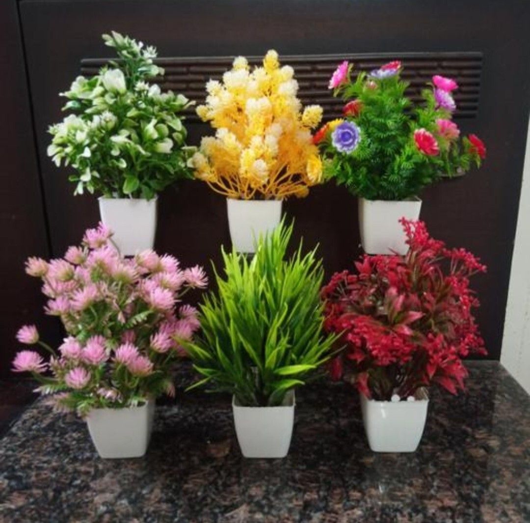 Multicolor Wild Flower Artificial Flowerwith Pot