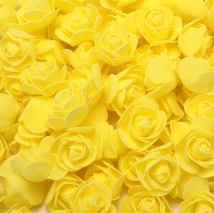 50 Piece Yellow Foam Rose Flower Heads, Red Rose Flower Head for DIY Crafts Yellow Rose Artificial Flower-image-8