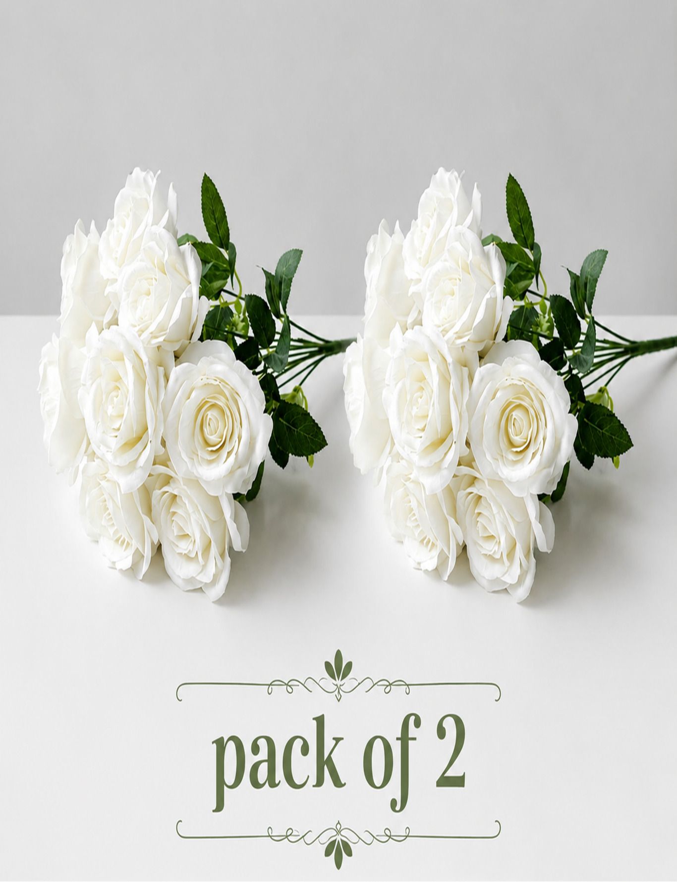 Artificial Rose Flowers Bunch with 7 Head White Rose Artificial Flower-image-25