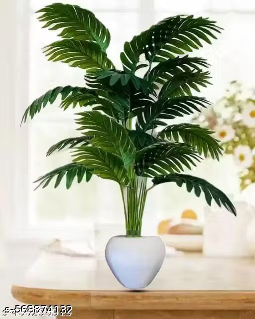 Elegant Artificial Palm Plant Green Indoor Decorative Home Office Display Bonsai Green Wild Flower Artificial Flower with Pot-image-22