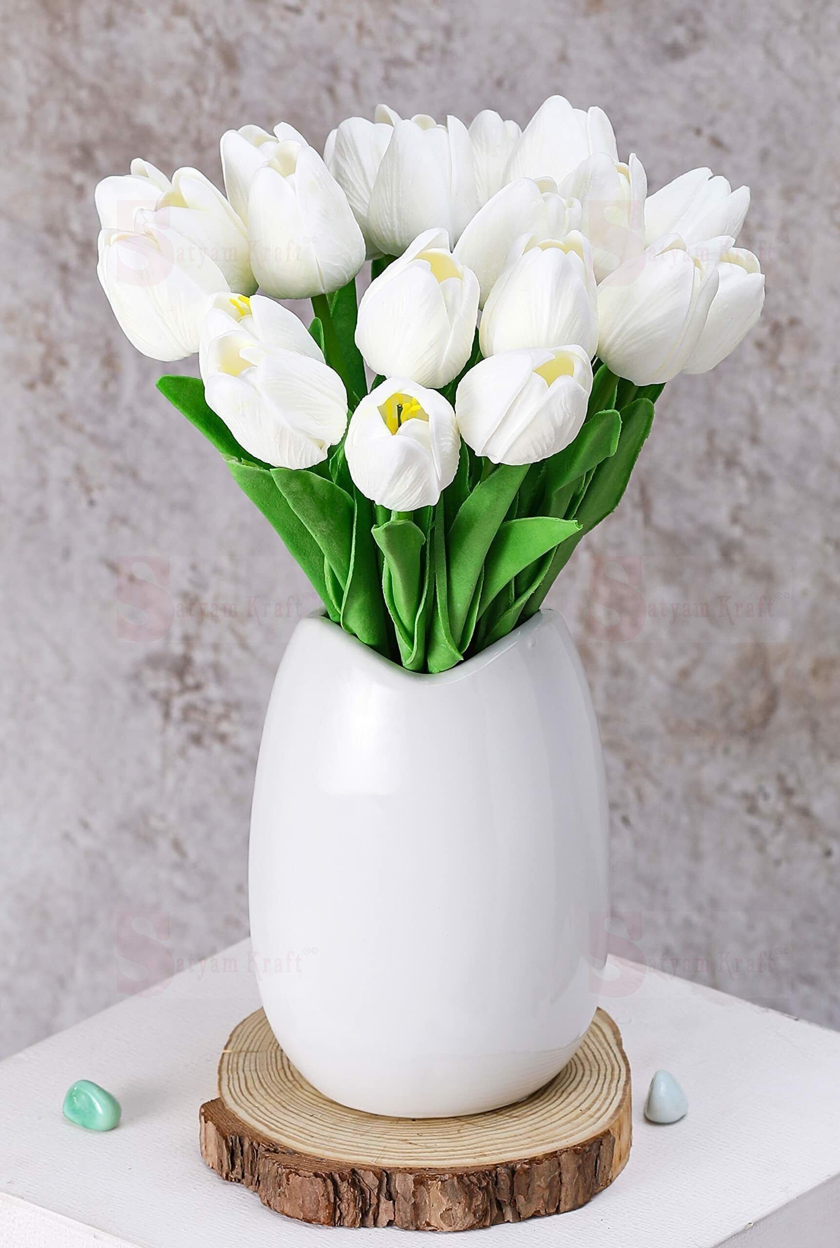 5 Pcs Tulip Flower Bunch Fake Sticks for Decorations White Tulips Artificial Flower-image-41