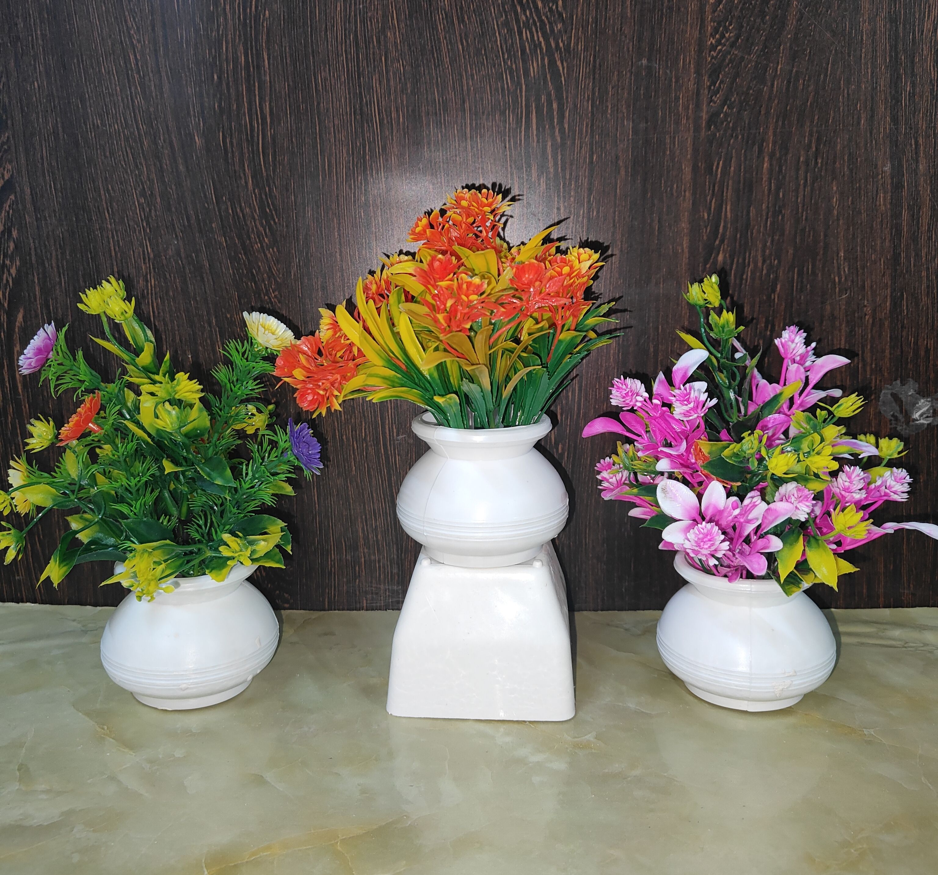 Artificial Flower Multicolor With Pot For Home ,Office And Garden Decor Multicolor Wild Flower Artificial Flower with Pot