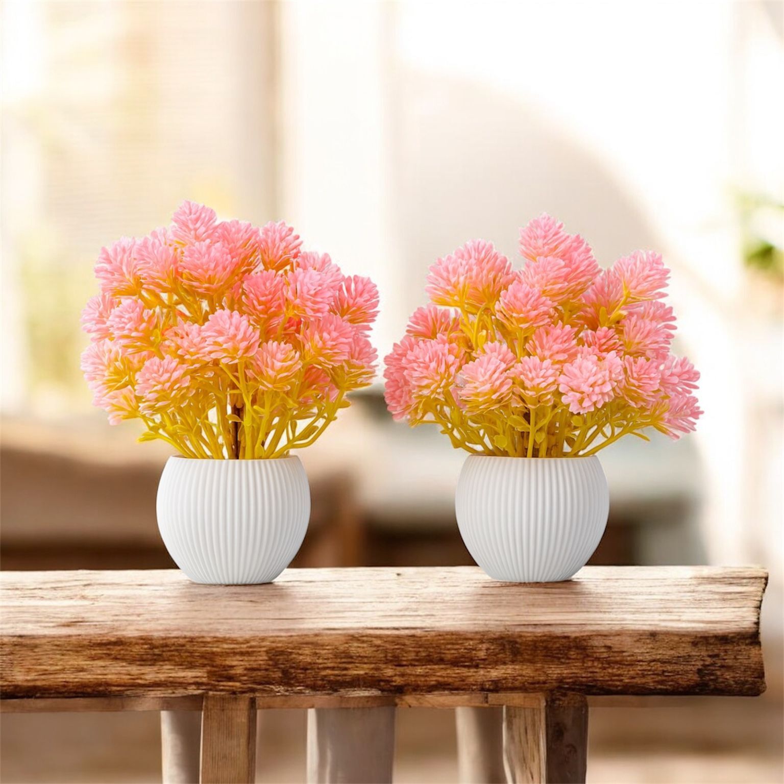 Pink Rose Artificial Flower with Pot-image-36