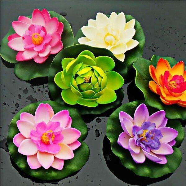 the click india artificial floating lotus flowers for pool and aquarium Multicolor Lotus Artificial Flower image 1