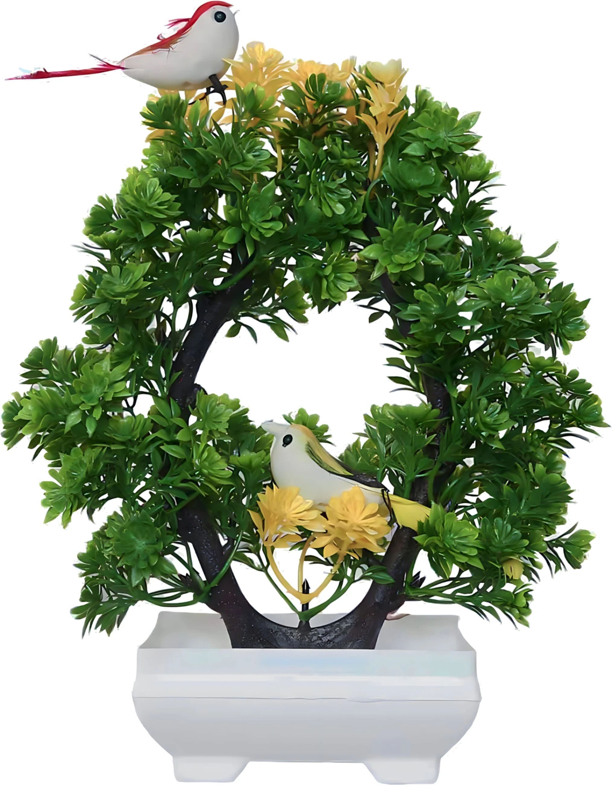 Artificial Flower With Bird for Home, Room, Bedroom, House, Office & Weddings Green, Yellow Wild Flower Artificial Flower with Pot-image-49