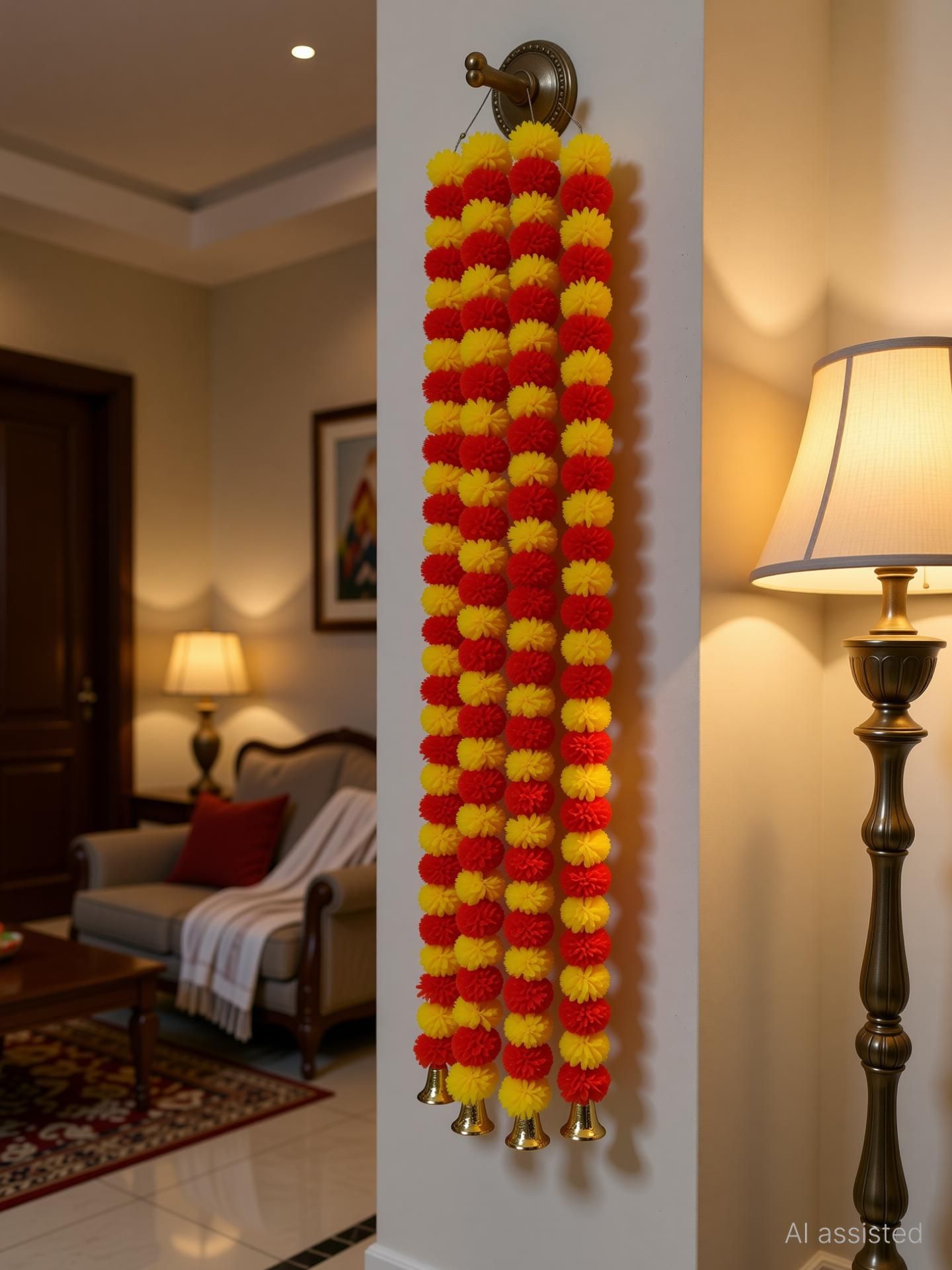 Artificial Flower | Festive Decor | Decoration Items flower for Diwali latkan Yellow, Orange Marigold Artificial Flower-image-39