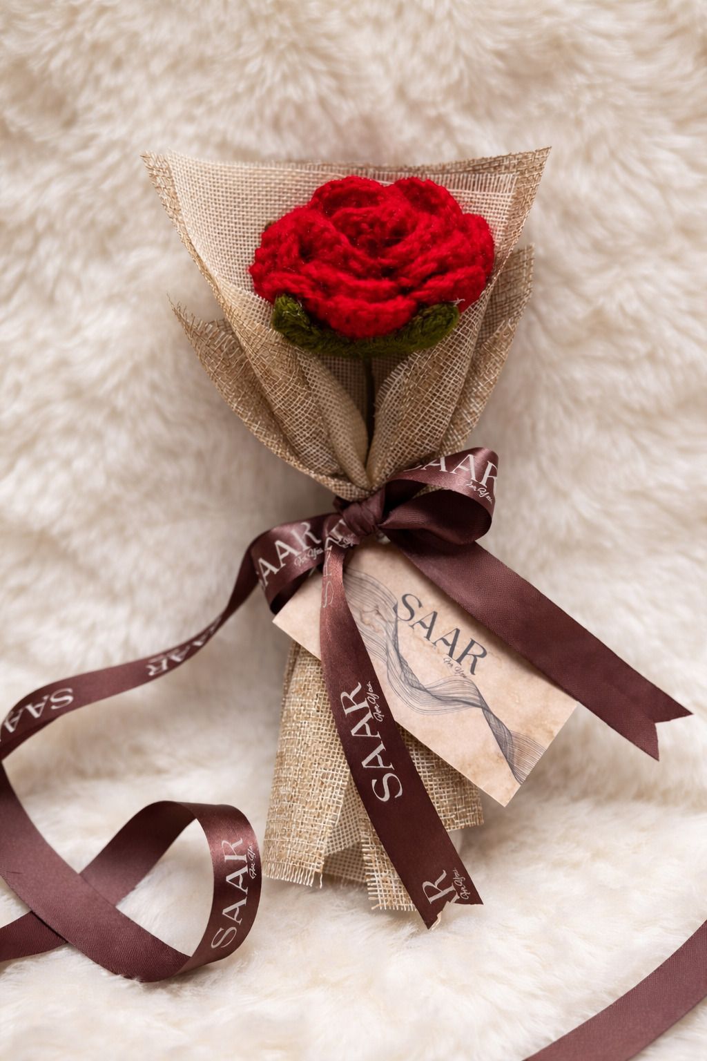 saarforyou SAAR Crochet Red Rose Red Rose Artificial Flower-picture-14