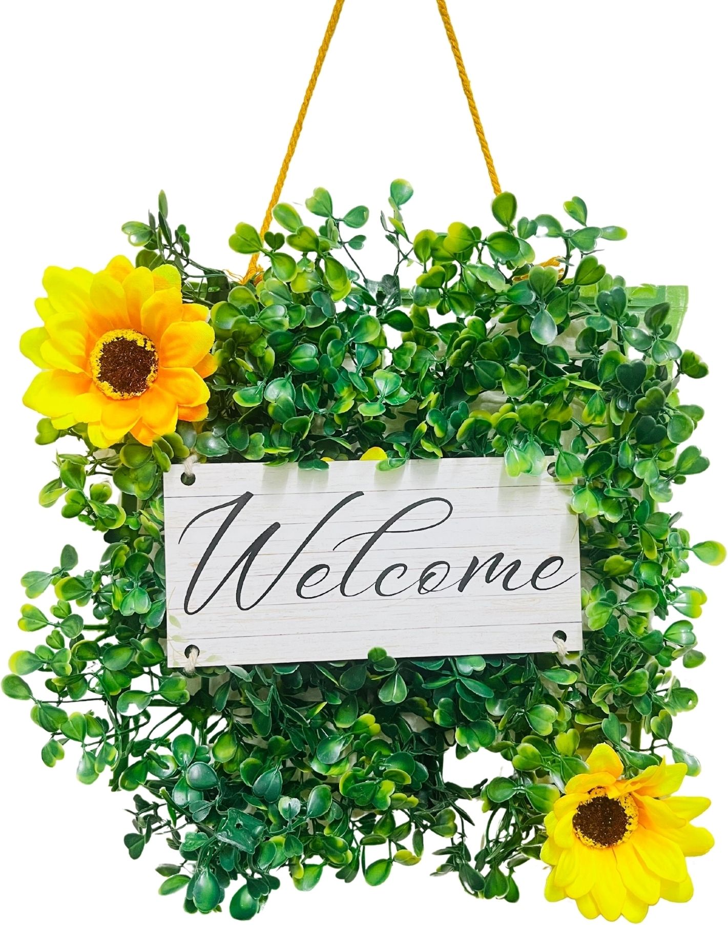 Decor Jade Welcome Door / Wall Hanging Yellow Sunflower Artificial Flower-image-6