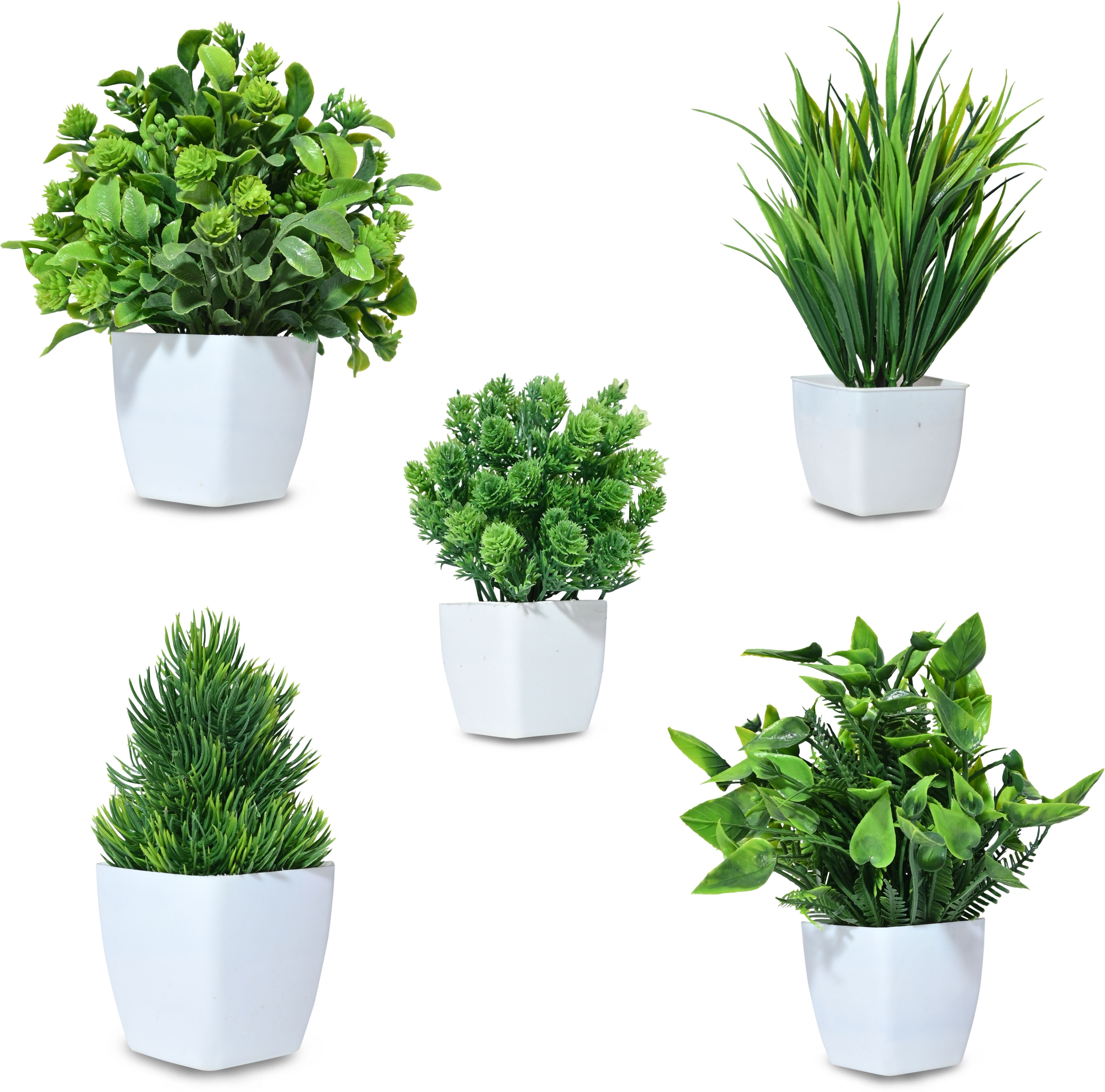 Artificial Flower Bunch For Home Decoration (Pack Of 5) Green Wild Flower Artificial Flower with Pot-image-17